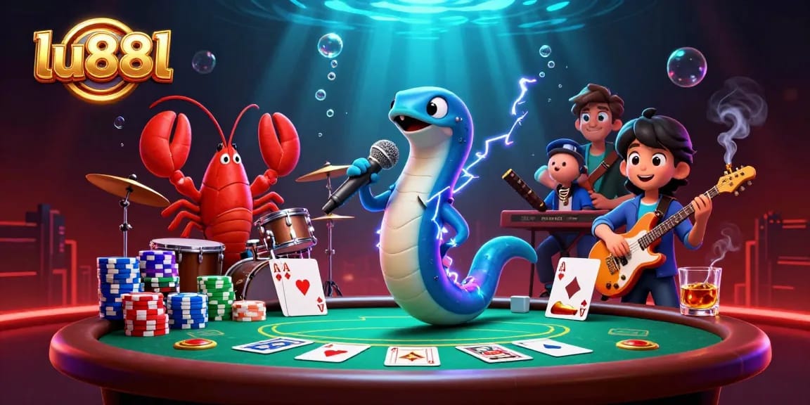 Experience thrilling gaming at lu88l with an underwater DJ performance in a vibrant casino.
