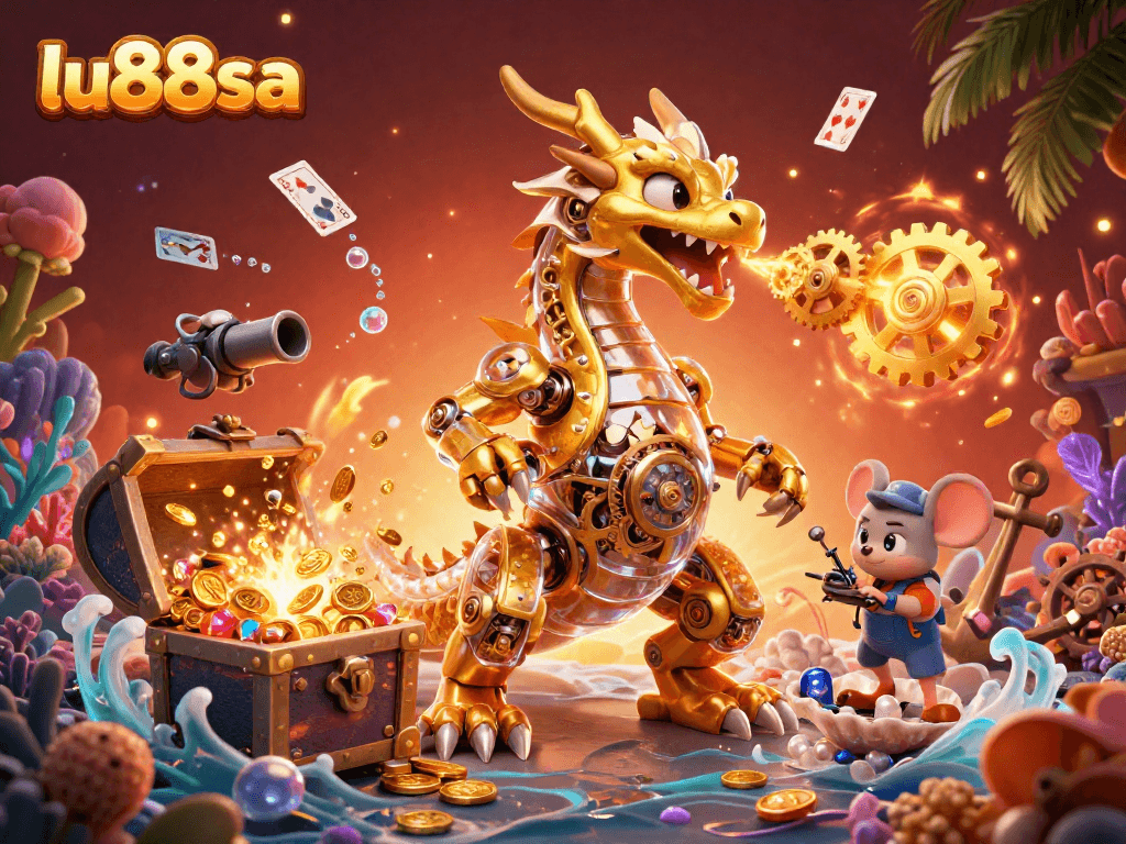 Experience thrilling moments at lu88sa with a stunning 3D illustration of gaming excitement.