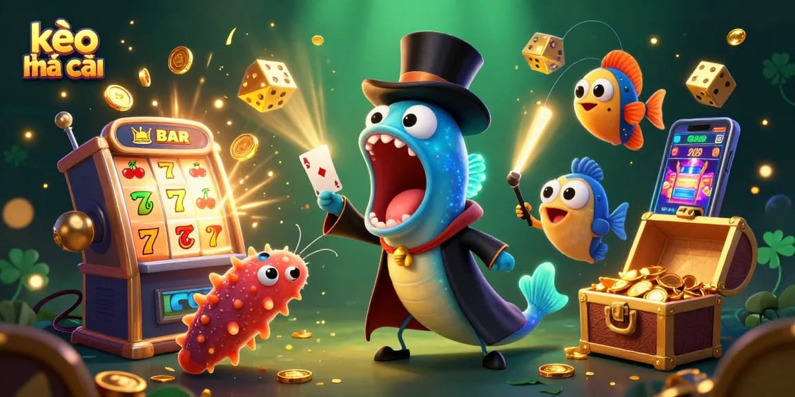 Engage with kèo nhà cái in an exciting 3D casino illustration featuring magical sea creatures and vibrant gaming elements.
