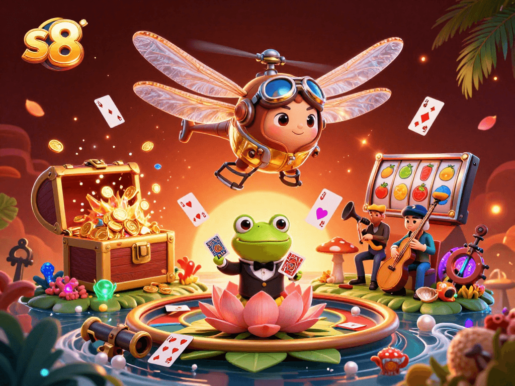 S8 players enjoy thrilling jackpot games with vivid characters and vibrant casino scenery