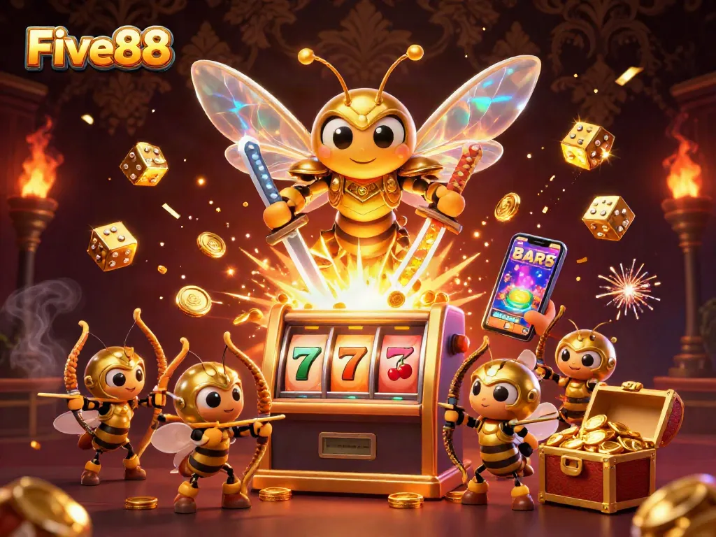 Experience the excitement at Five88 with a vibrant jackpot explosion and casino gaming elements.