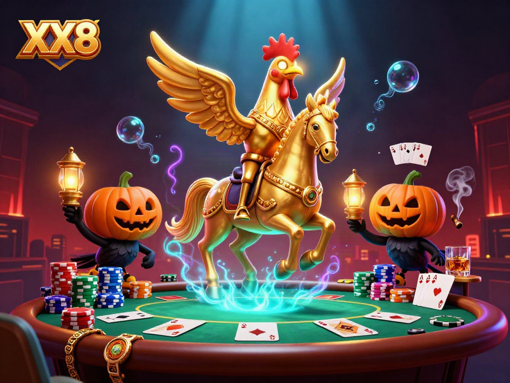 Experience thrilling gameplay at XX8 with a vibrant casino scene featuring dynamic poker elements.