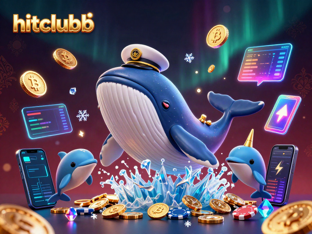 Experience hitclubb's excitement with a whale breaching in coins as playful dolphins enhance the thrill of gaming.