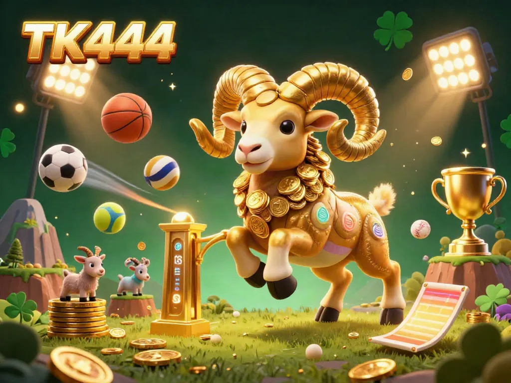 Engage with token rewards at TK444, featuring lively 3D gambling characters and sports elements bursting with excitement.