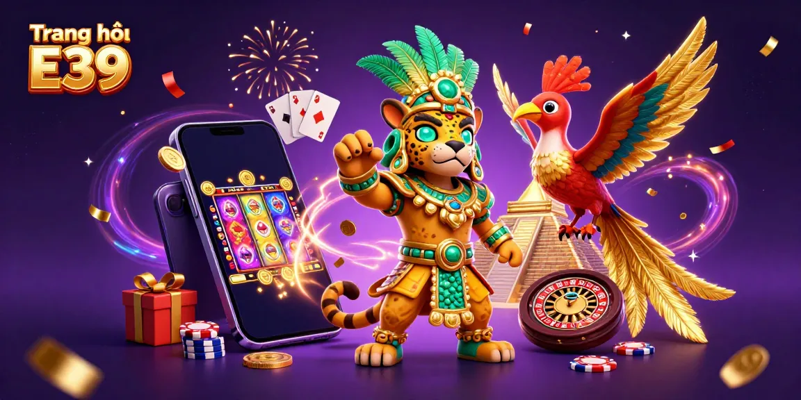 Experience thrilling entertainment at Trang chủ E39 with vibrant gaming characters and dynamic casino elements.