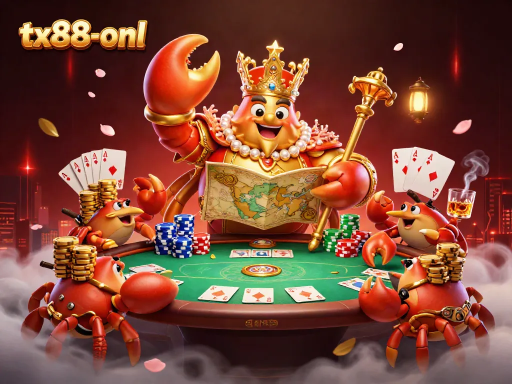 Experience thrilling gaming action at tx88-onl with the majestic crab emperor and vibrant poker atmosphere.