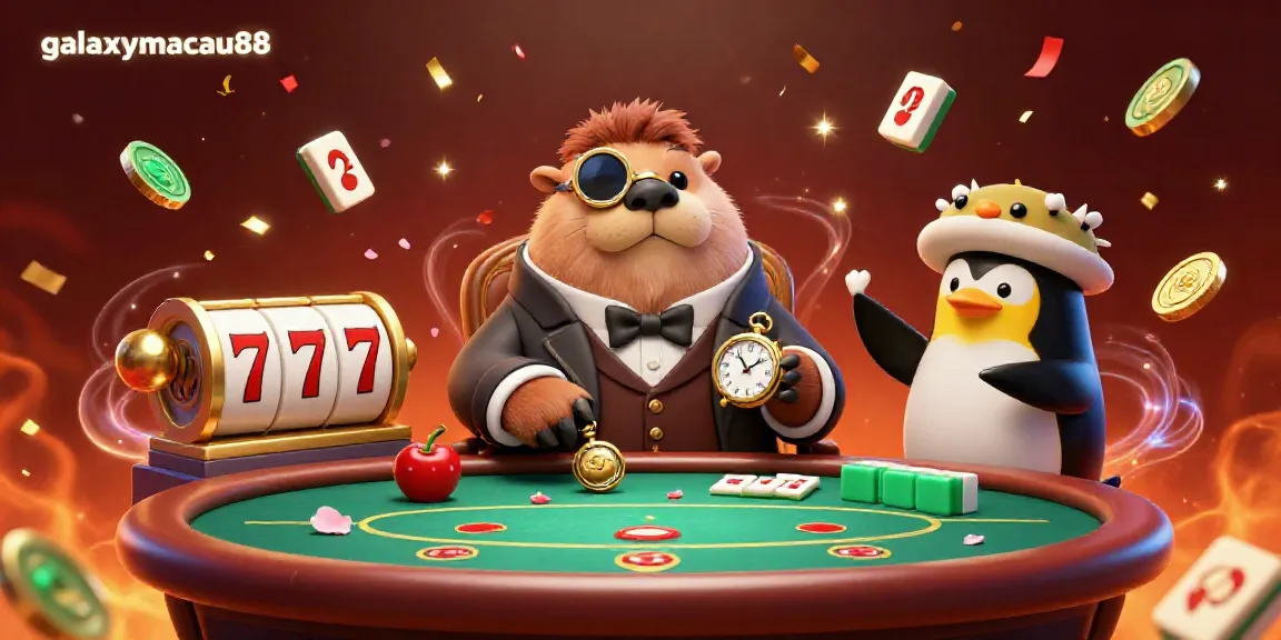 Experience the vibrant world of galaxymacau88 with a jolly walrus and friends at an underwater casino, featuring rich details.
