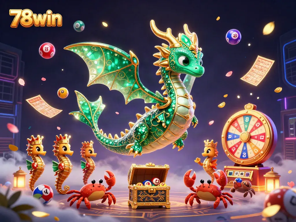 Experience the vibrant gaming world of 78win with dragon and treasure in a cinematic fantasy.