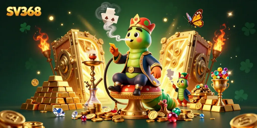 Experience the thrill of SV368 with a vibrant 3D casino illustration showcasing rich gaming elements.