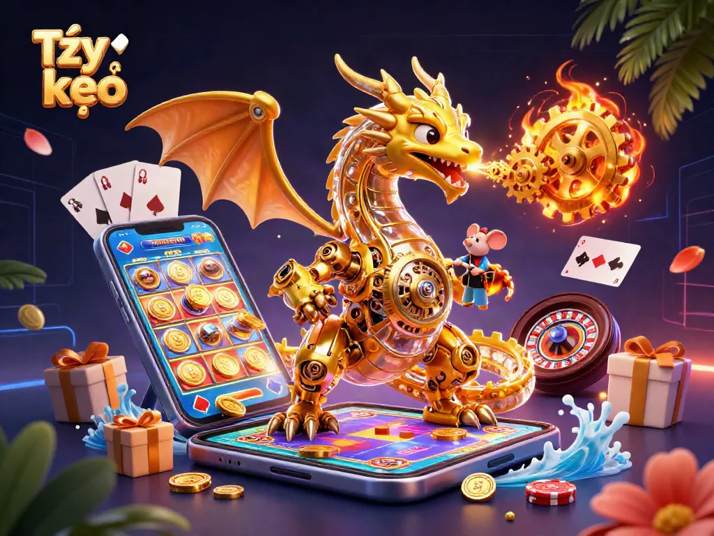 Experience the Tỷ lệ kèo excitement with a dragon channeling winning strategy in this vibrant casino scene.