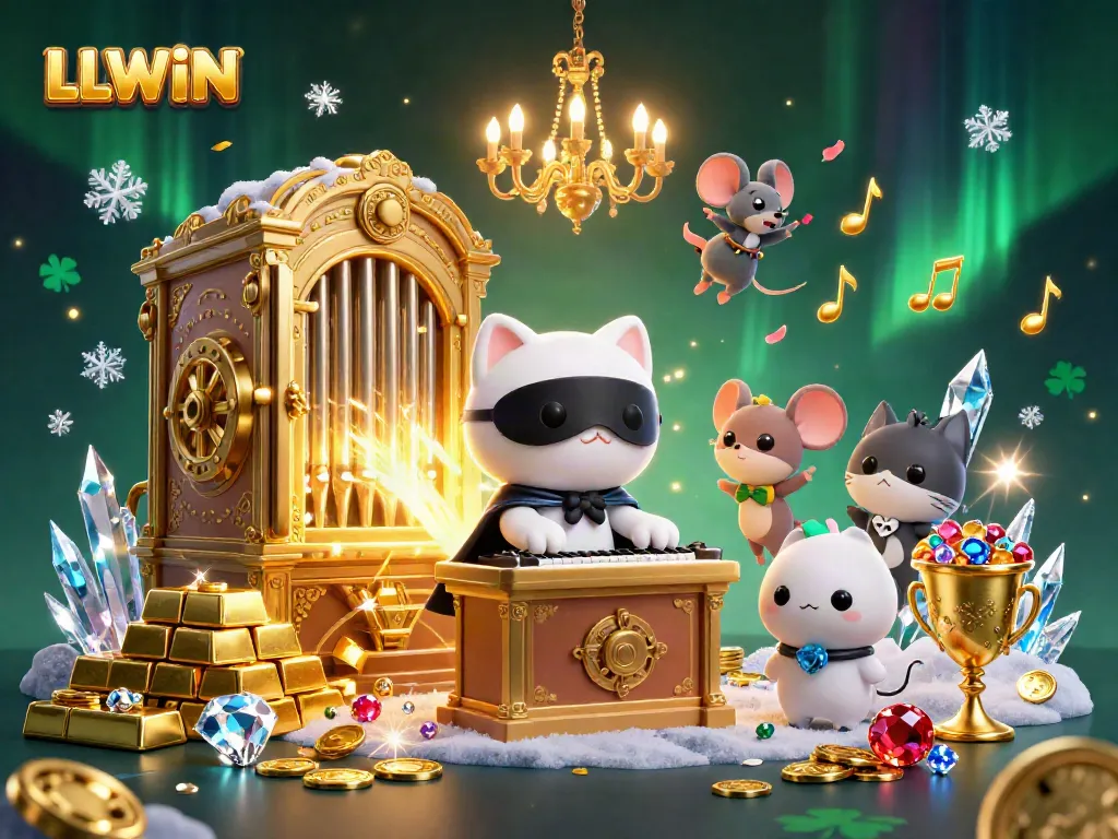 Join the excitement at LLWIN casino with a stunning 3D scene of gaming treasures and charm.