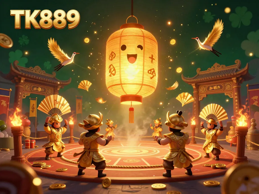 Experience the thrill of TK889 casino games with golden spirits, warriors, and vibrant betting elements.