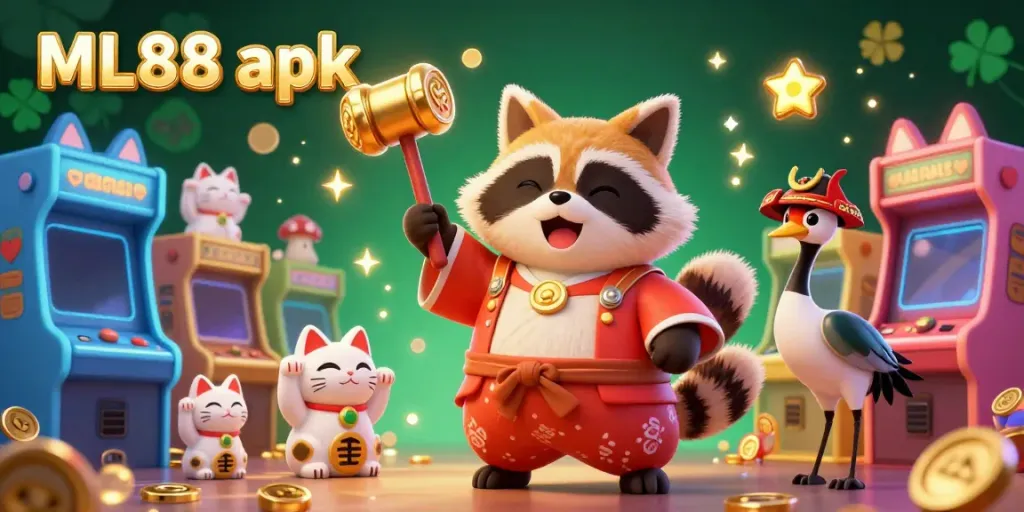 Celebrate exciting wins with ML88 apk showcasing vibrant characters and 3D gaming elements.