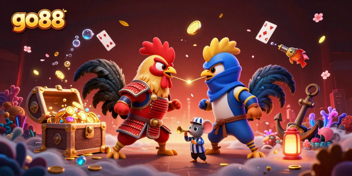Engage with the thrilling showdown of roosters at go88, featuring dynamic casino elements.