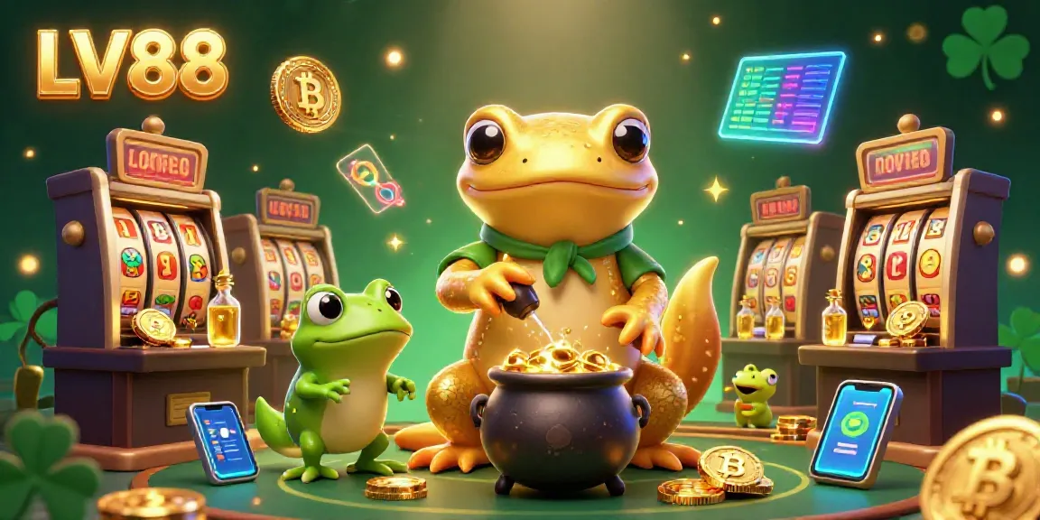 Experience exciting gameplay at LV88 with a lively scene featuring a golden salamander alchemist and immersive casino elements.