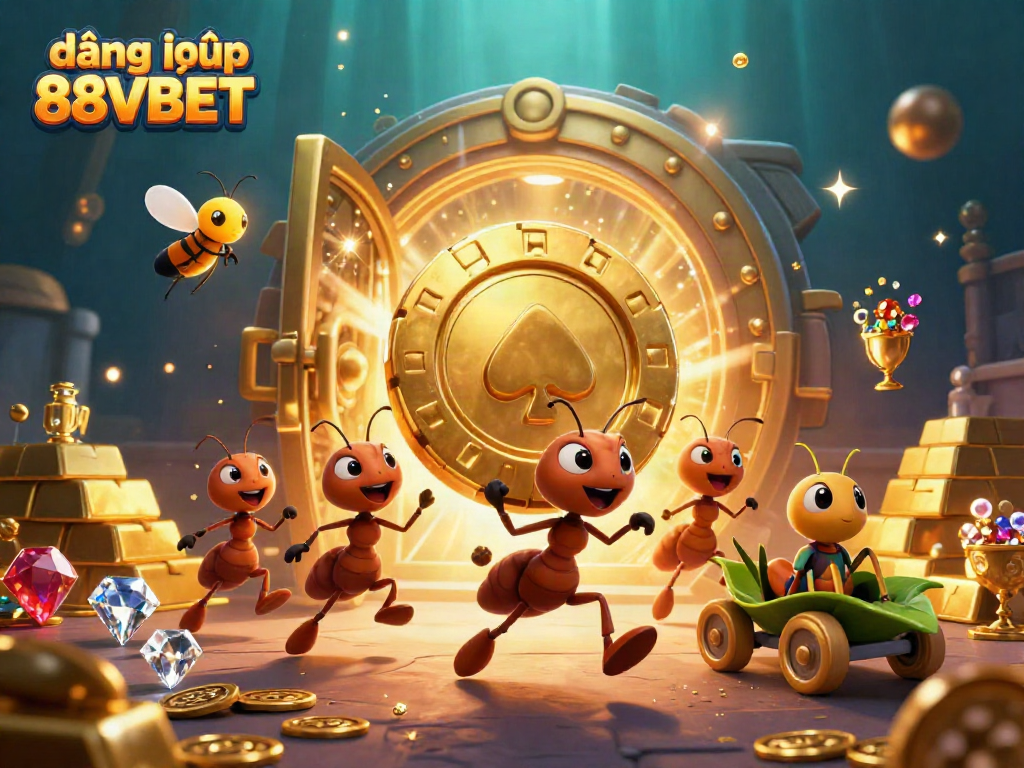 Experience the fun of đăng nhập 88VBET with cartoon ants on a gold heist adventure.