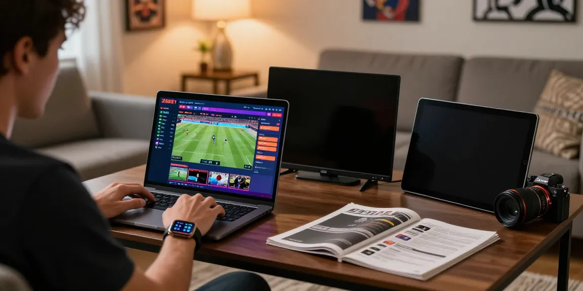 ZBET: Engaged online betting player enjoying the thrill of sports events in a cozy atmosphere.
