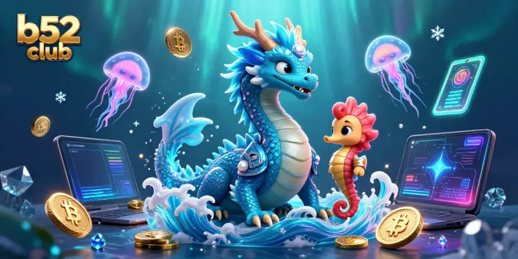 Experience the thrilling features of b52 club with captivating underwater characters and crypto elements.