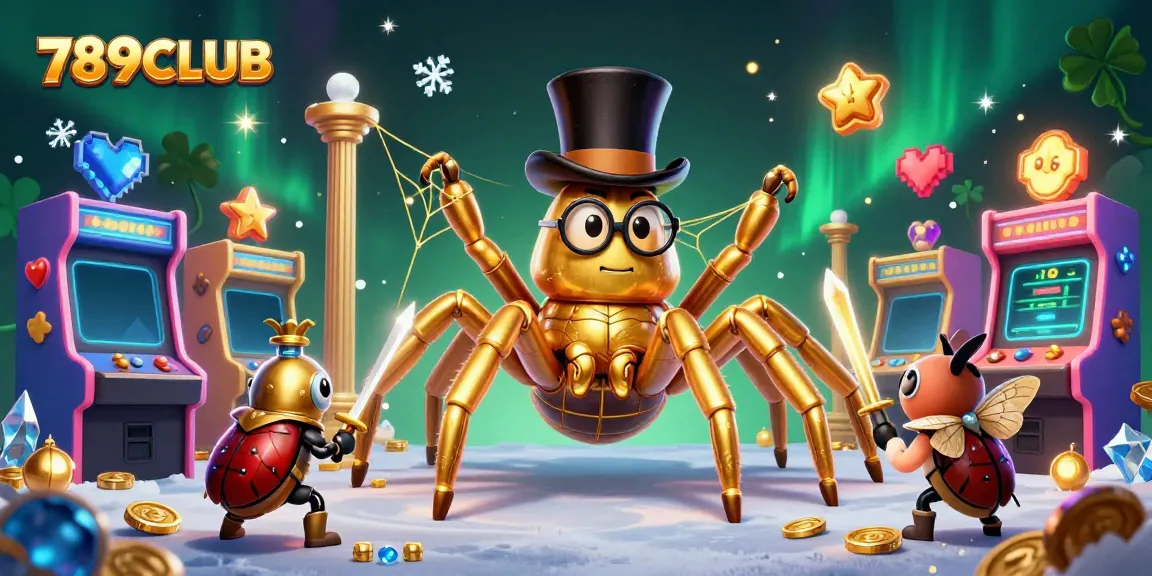Engage with 789CLUB in a vibrant casino universe featuring a golden tarantula and brave beetle knight.
