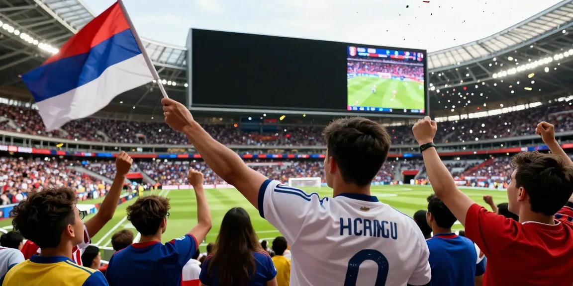 Soccer fan celebrating at a game, reflecting the engaging energy of cakhiatv live sports.