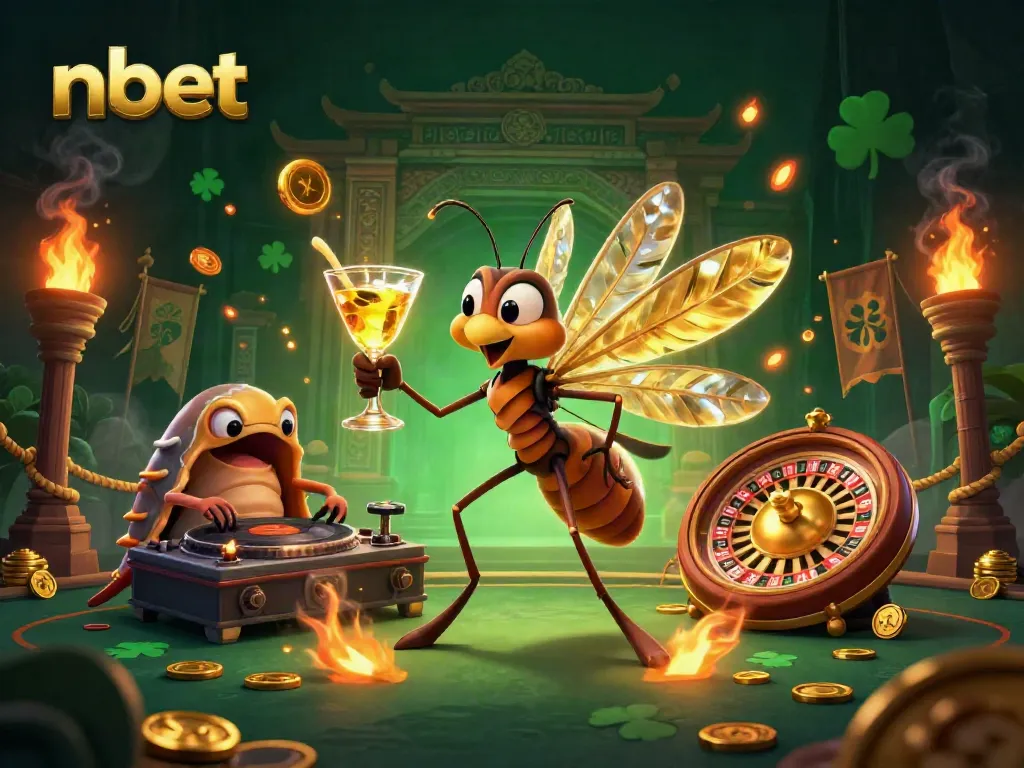 Experience the thrill of nbet with a lively 3D casino mascot scene featuring unique characters and vibrant casino elements.