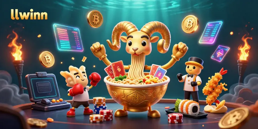 Join the fun with llwinn's unique characters in a vibrant casino setting, showcasing exciting card games.
