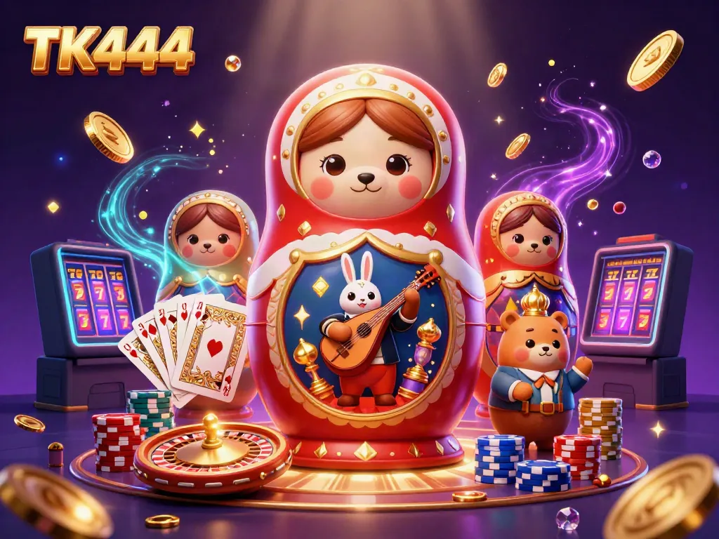 TK444 reveals thrilling online gambling with festive characters and casino-themed elements.
