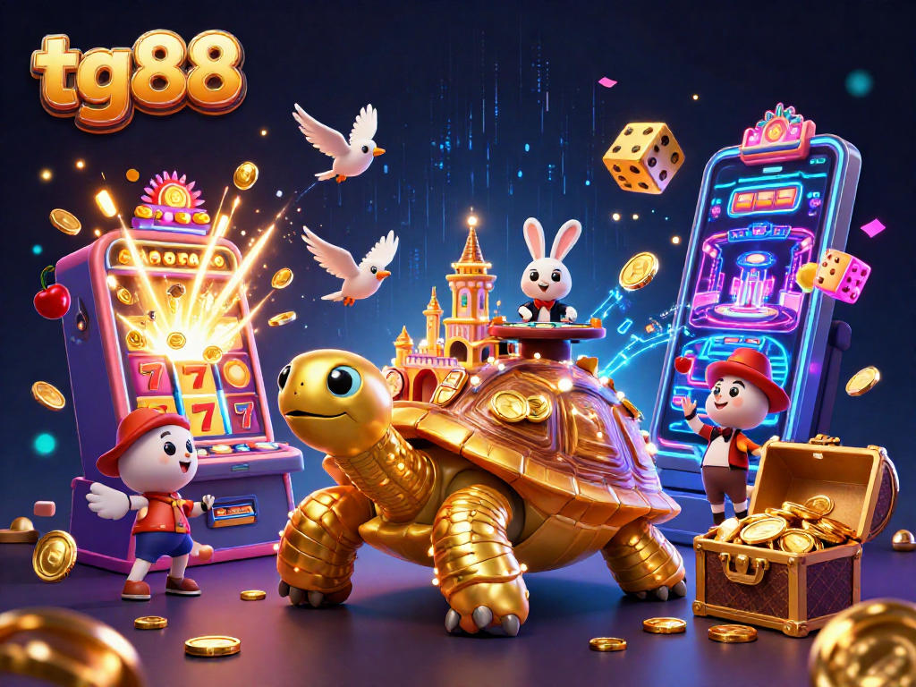 Join the fun at tg88 with a giant tortoise casino and rabbit dealer amidst exploding jackpots!