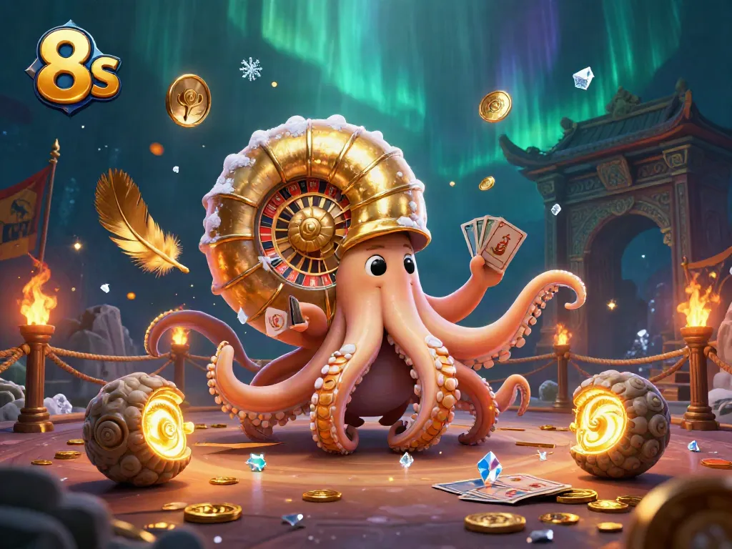 Experience the thrill of 8s with a giant nautilus as a roulette wheel and glowing ammonite companions.