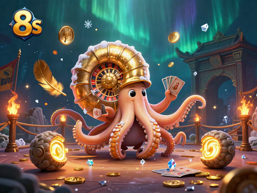 Experience the thrill of 8s with a giant nautilus as a roulette wheel and glowing ammonite companions.