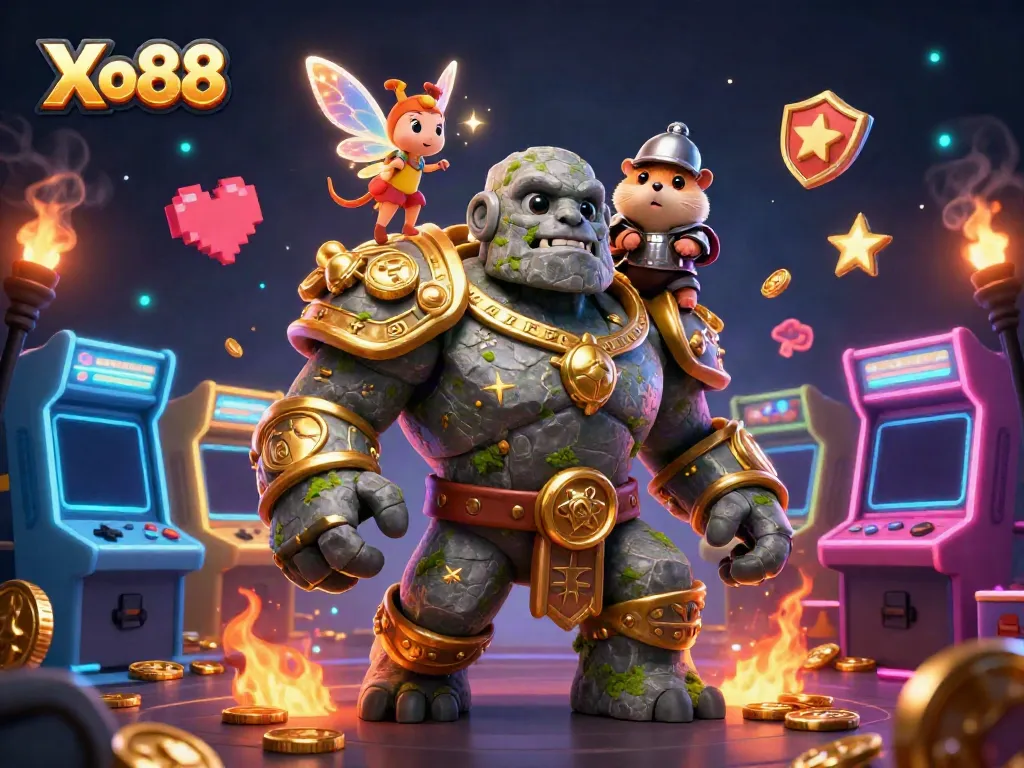 Xo88 offers an exciting casino experience with a magical golem and a hamster knight.