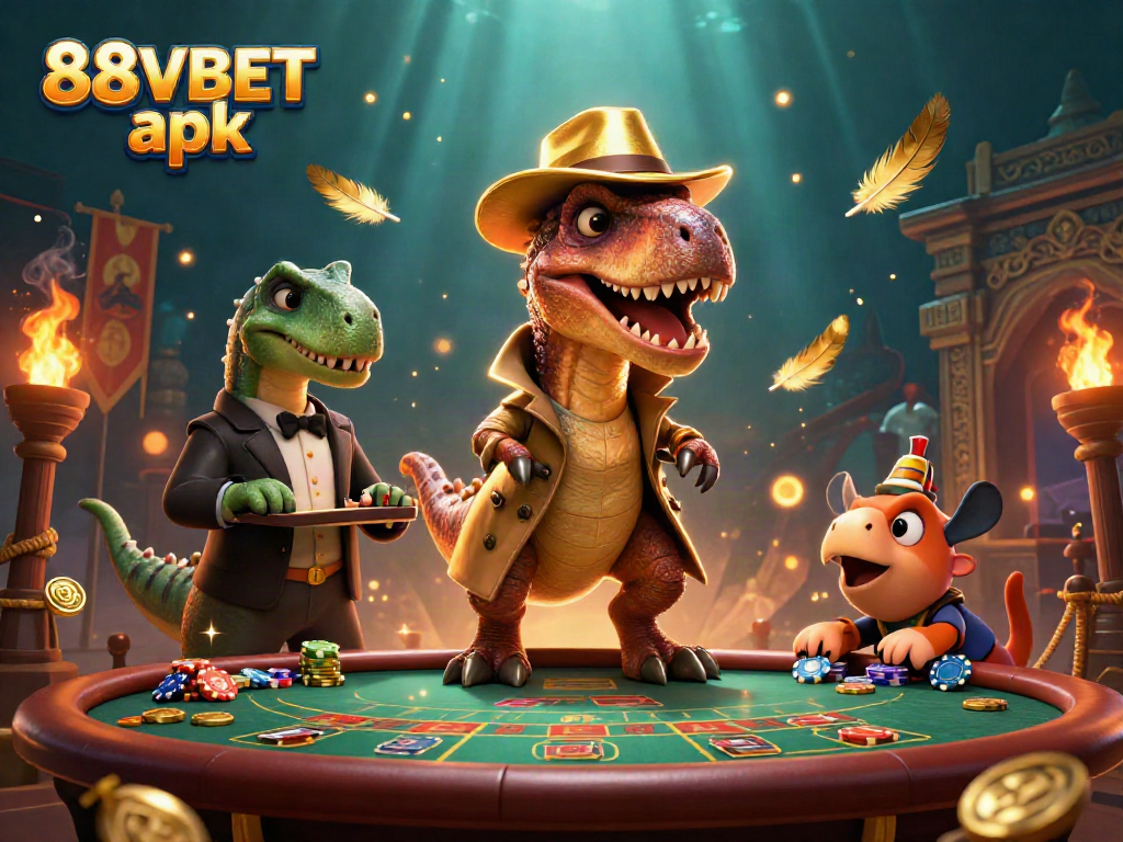 Experience thrilling gameplay with 88VBET apk featuring dynamic characters in vibrant casino setting.