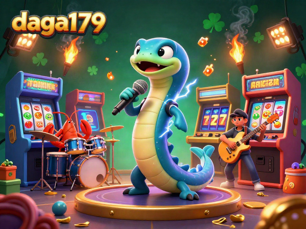 Engage with the electrifying underwater performance featuring daga179’s DJ electric eel, surrounded by casino excitement.
