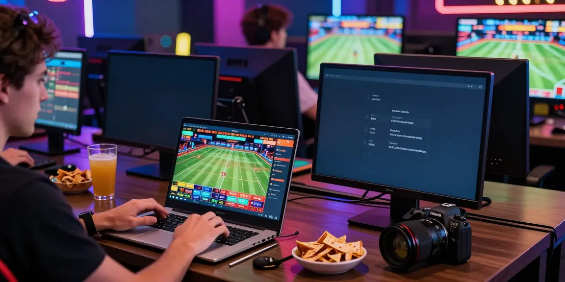 Engaged user exploring Gem88 online betting platform with dynamic gaming visuals.