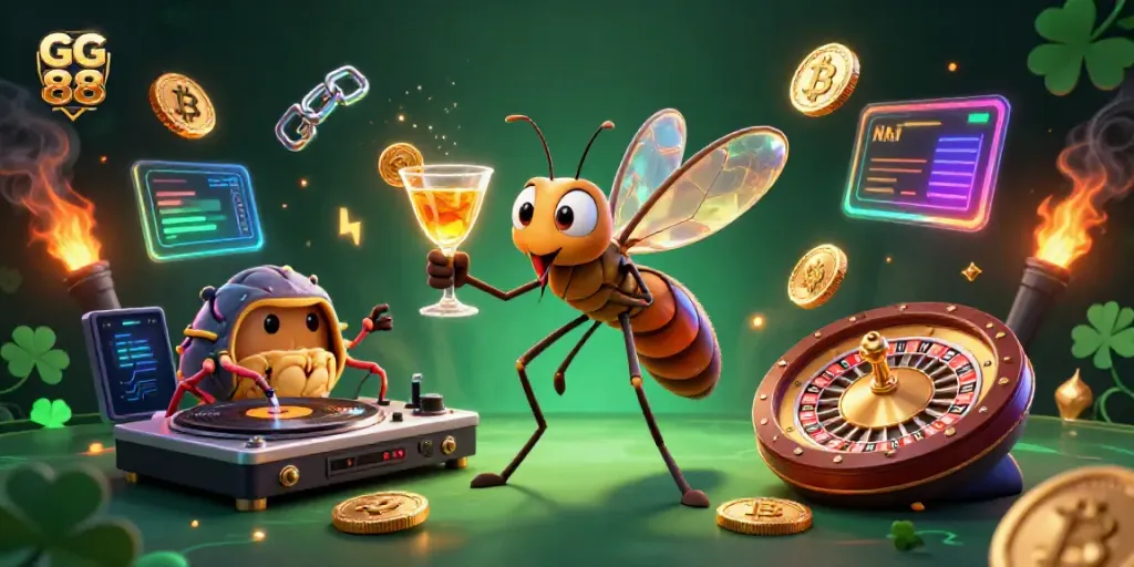 Experience thrilling gameplay with GG 88 in a vibrant casino scene showcasing stunning characters and crypto elements.