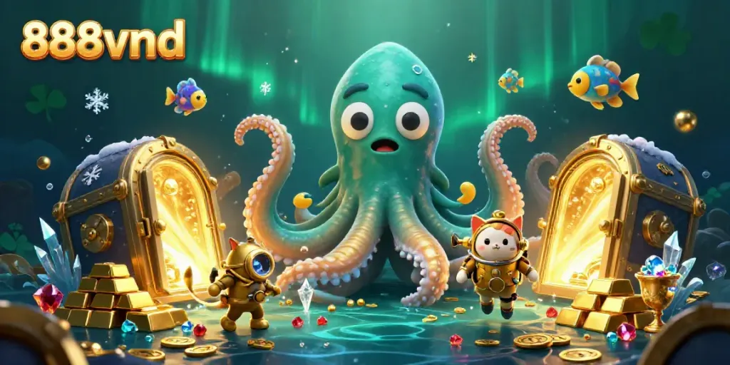 Experience the adventure of winning at 888vnd with a colossal kraken, diving cat, and treasure galore.