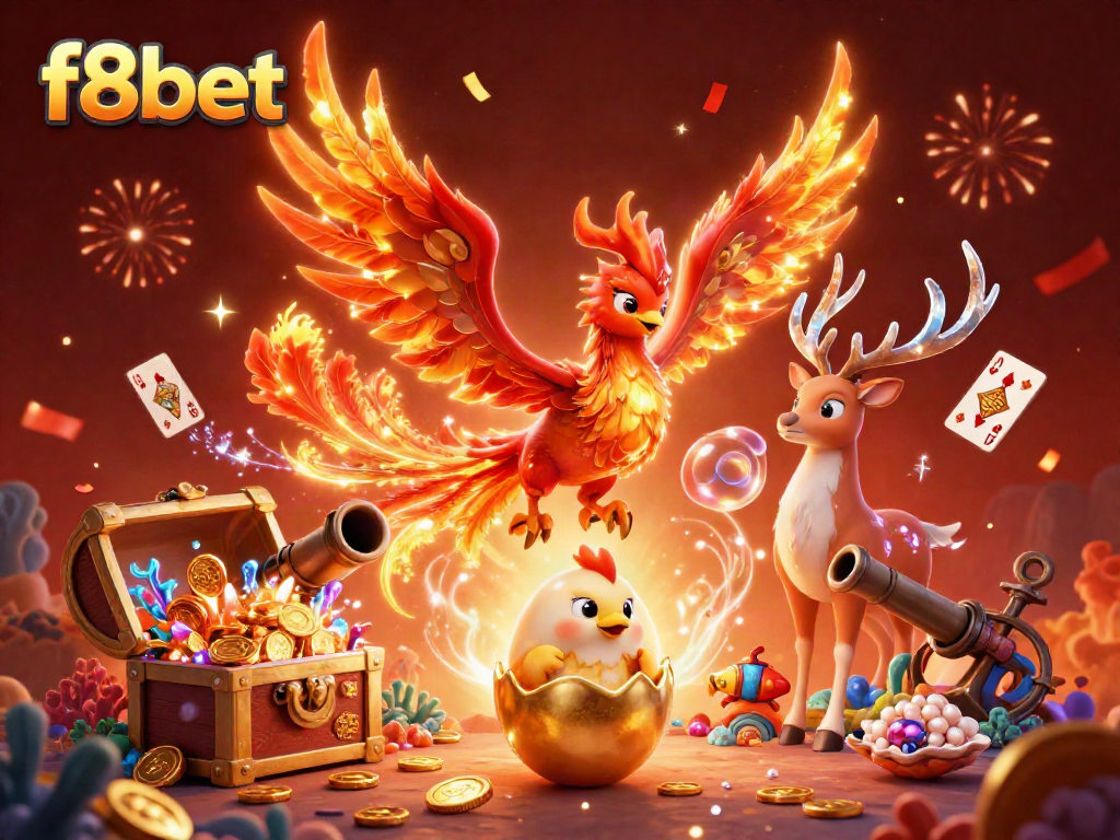 Experience the excitement of f8bet with vibrant phoenix imagery and dynamic casino elements.