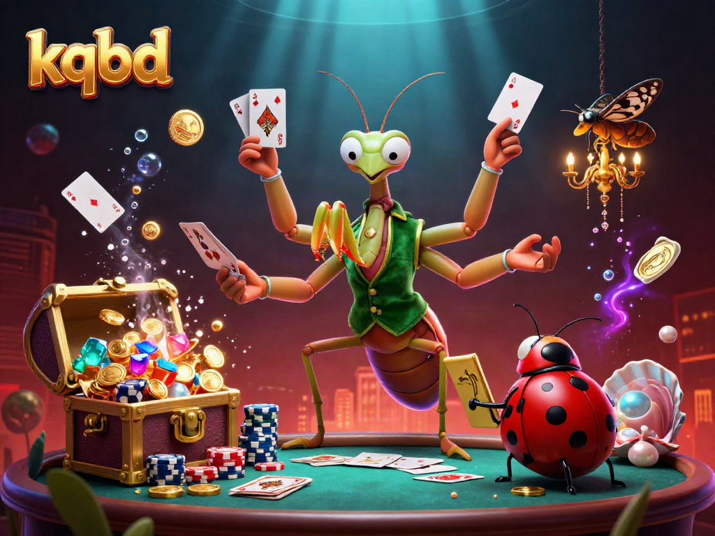 Create a lively scene featuring kqbd characters engaging in gambling activities with vibrant underwater treasures.