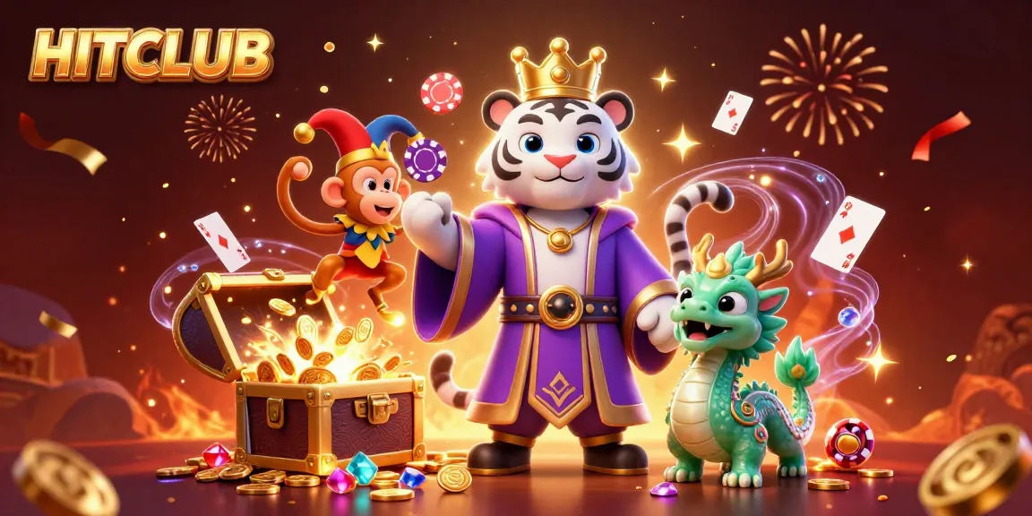 Engage in gameplay excitement with HITCLUB featuring a majestic tiger, mischievous monkey, and a lively dragon.