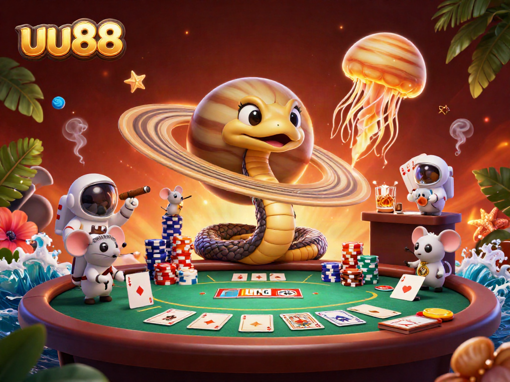 Experience the excitement of uu88 with vibrant gambling elements in a cosmic casino setting.
