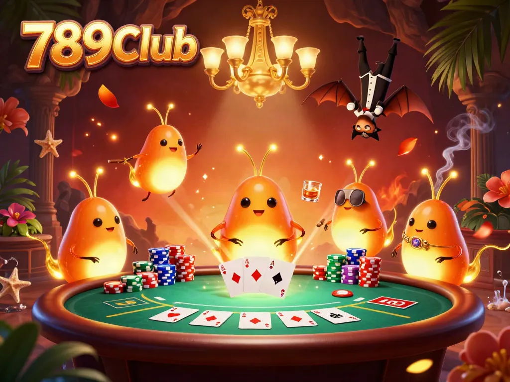 Experience the vibrant atmosphere of 789Club with glowing glowworms and dynamic poker action.