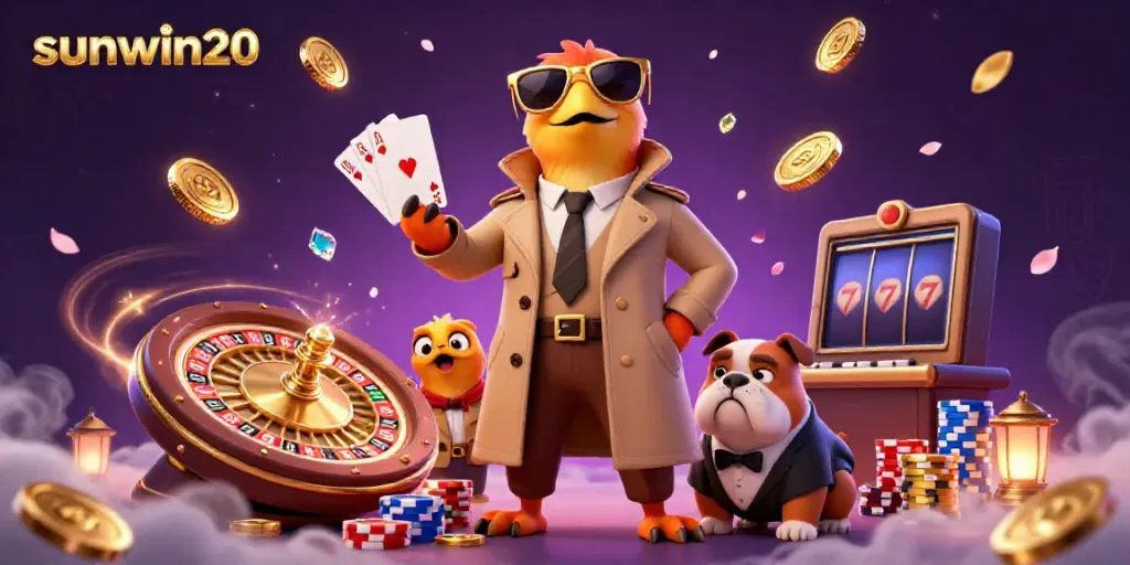 Experience the thrill of sunwin20 with raptors in a trench coat entering a VIP casino lounge.