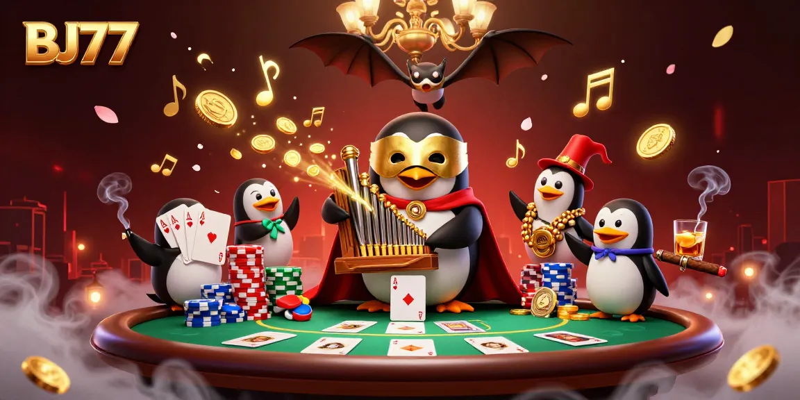 Experience the thrill of BJ77 in a vibrant casino scene with animated characters and rich game elements.