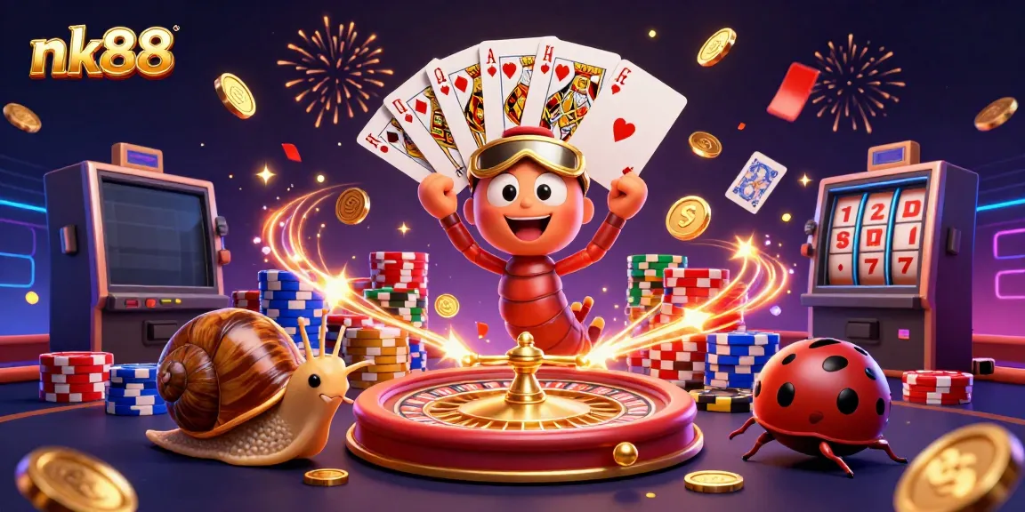 Experience the excitement of nk88 with a lively casino scene featuring engaging characters and vibrant game elements.