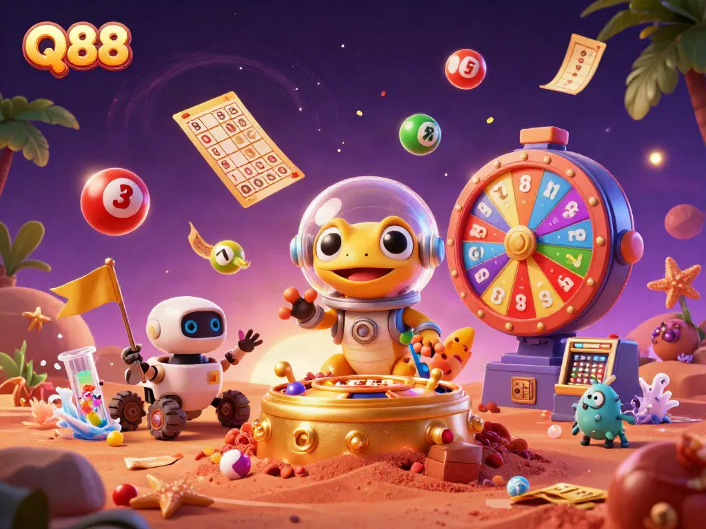 Experience thrilling gaming adventures with Q88, featuring an alien casino discovery scene.